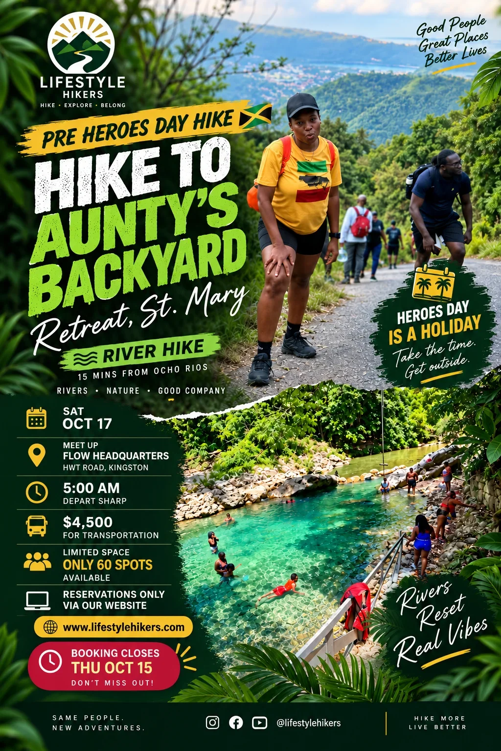 Flyer for Pre-Heroes Day Hike to Aunty's Backyard, 17 October 2026